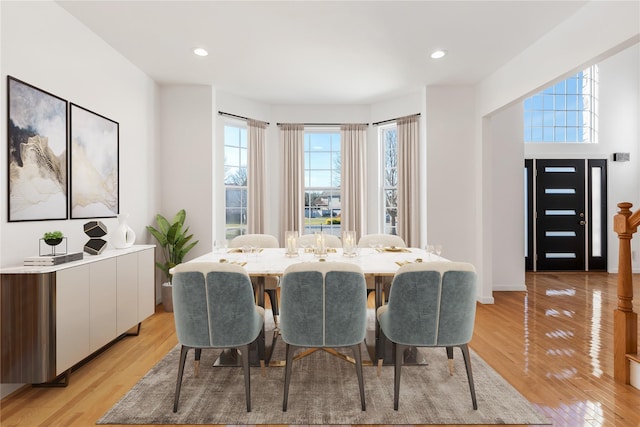 dining room with light wood-type flooring