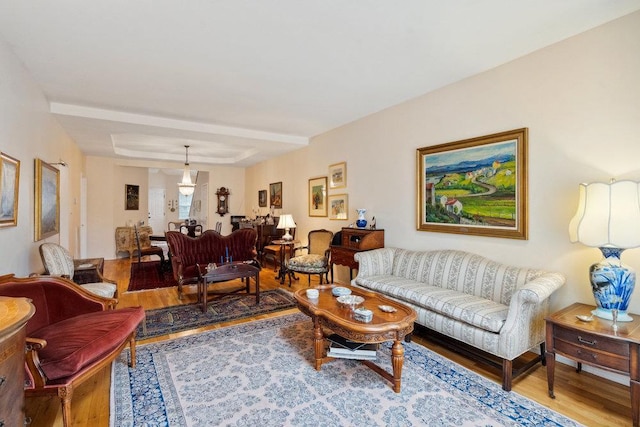 living room with hardwood / wood-style floors