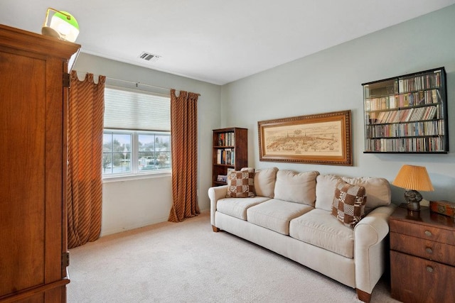 living room with light carpet