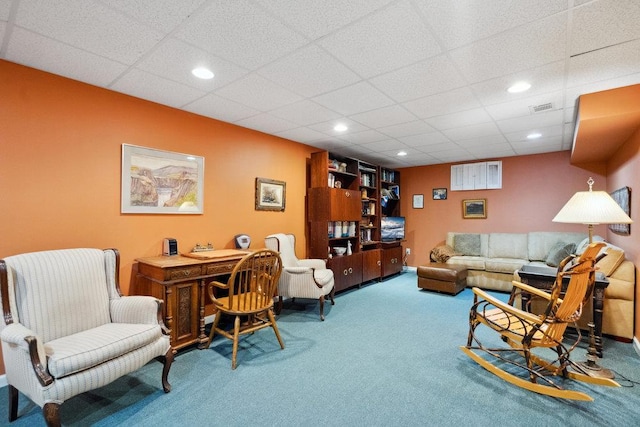 living room featuring carpet floors