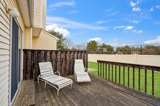 deck with a lawn