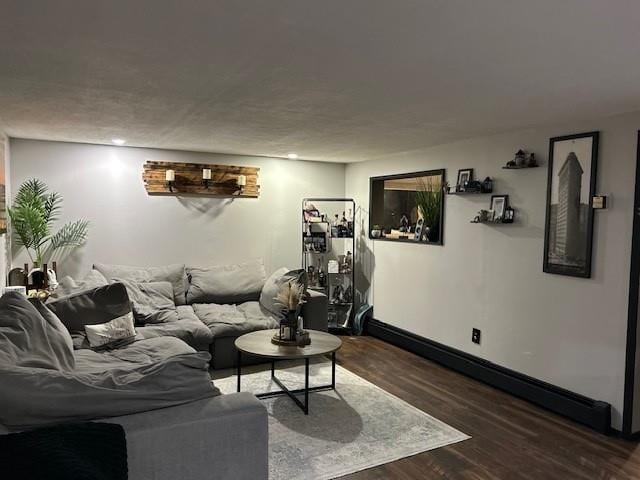 living room featuring dark hardwood / wood-style floors