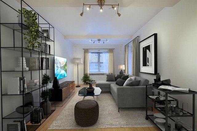 living room with wood-type flooring