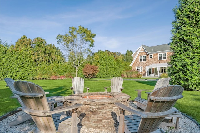 view of patio featuring a fire pit