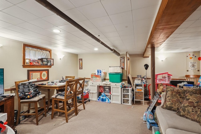 basement with carpet