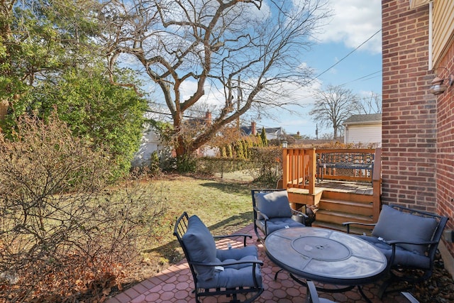 view of patio with a wooden deck