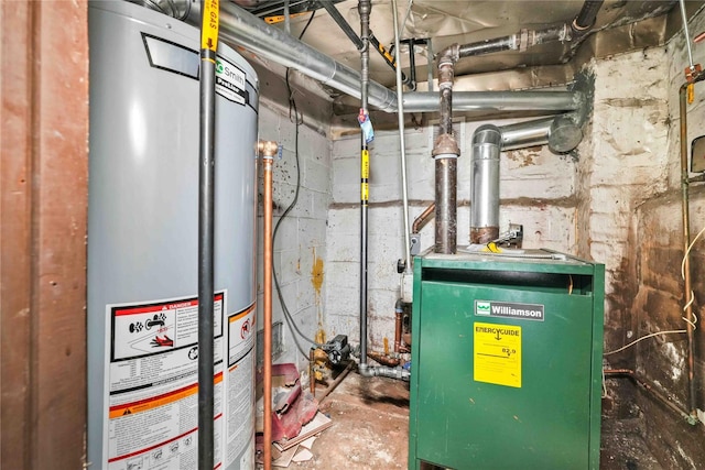 utility room with water heater