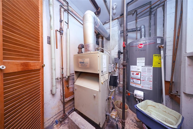 utility room with water heater