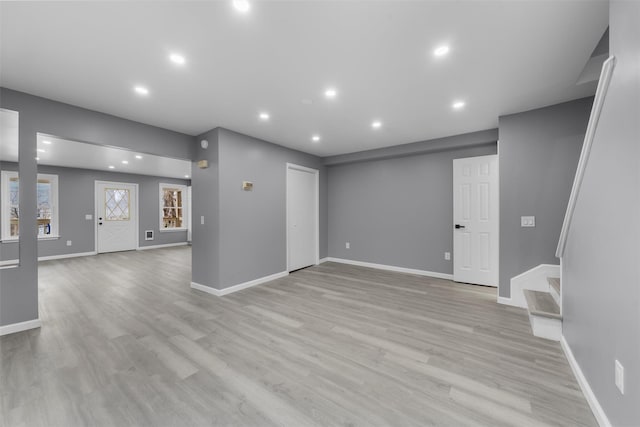 unfurnished living room featuring light wood-type flooring