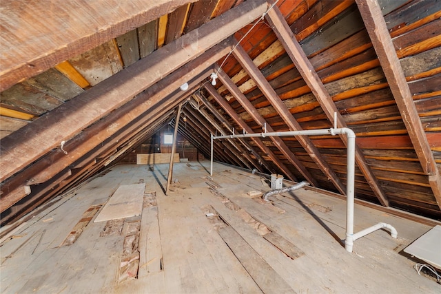 view of unfinished attic