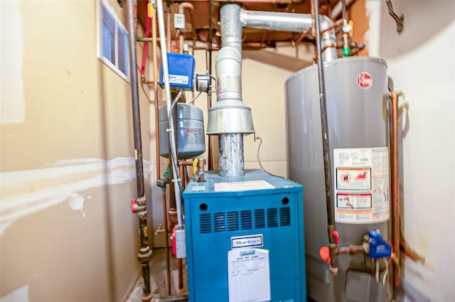 utility room featuring gas water heater