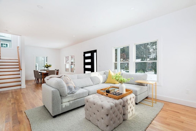 living room with hardwood / wood-style flooring