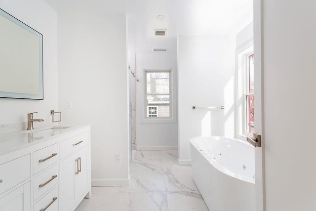 bathroom featuring vanity and a bathtub