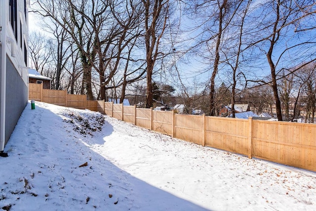 view of yard covered in snow