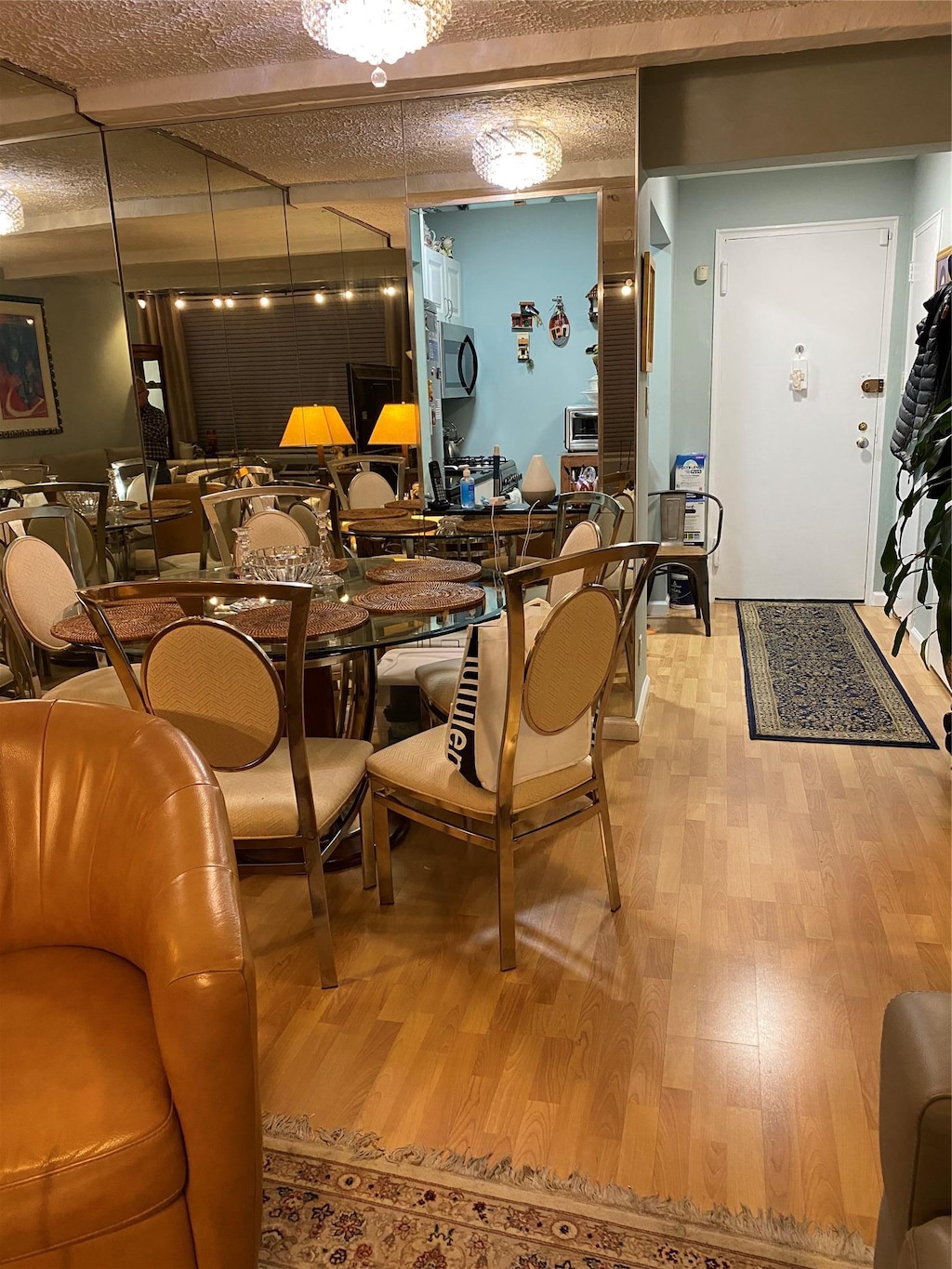 dining space featuring light hardwood / wood-style flooring