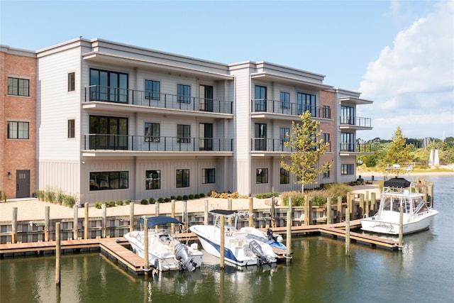 view of dock featuring a water view