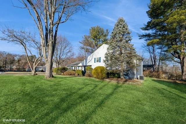 view of yard featuring central AC