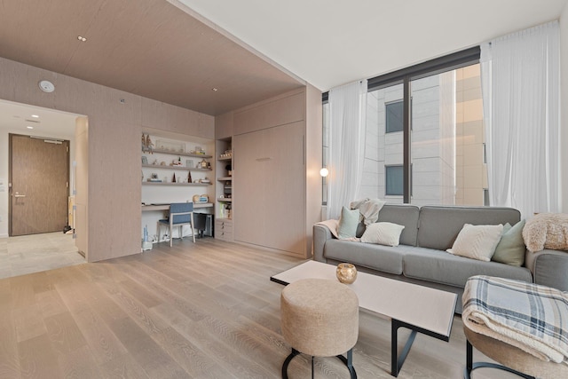 living room featuring light wood-type flooring