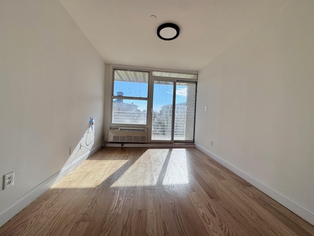 unfurnished room featuring expansive windows and light wood-type flooring