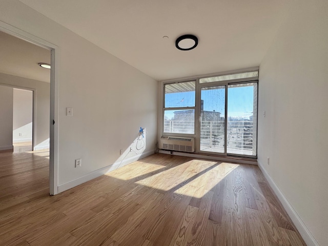 empty room with light hardwood / wood-style flooring