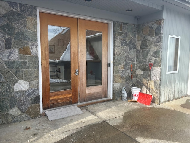 doorway to property featuring french doors