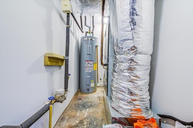 utility room with electric water heater