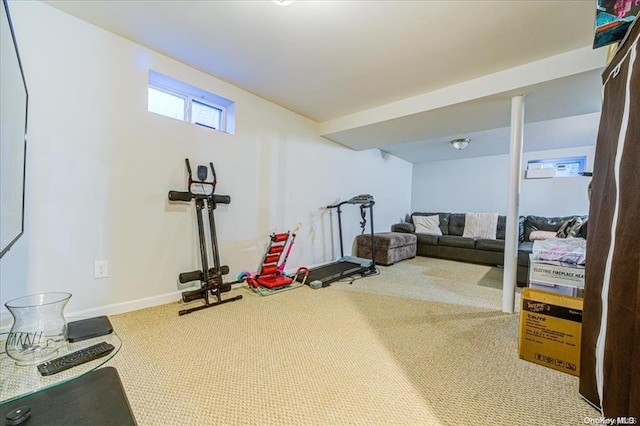 exercise room with carpet floors