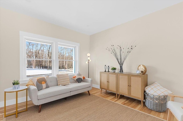 sitting room with light hardwood / wood-style floors