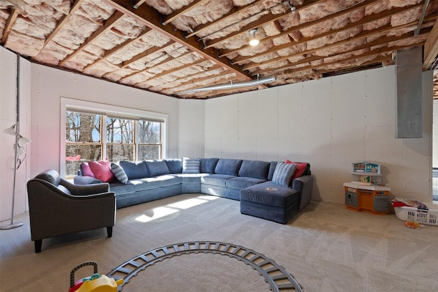 view of carpeted living area