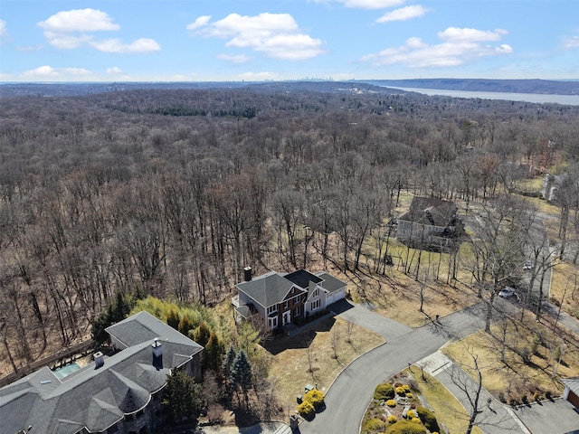 drone / aerial view with a forest view