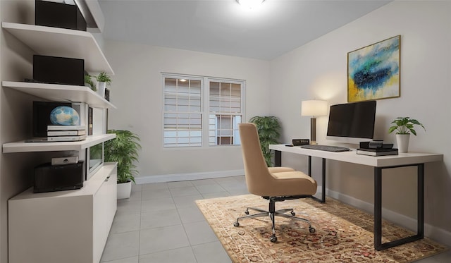 office area with light tile patterned floors