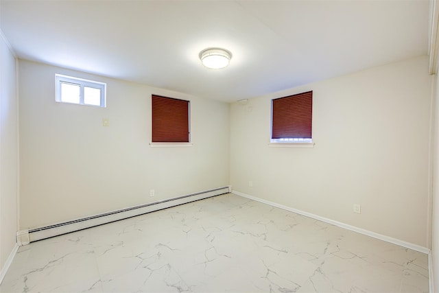 basement with a baseboard radiator