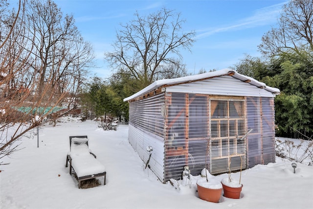 view of snow covered structure