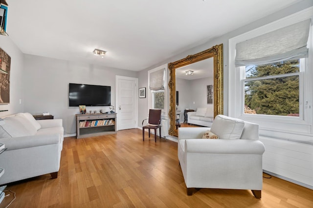 living room featuring light hardwood / wood-style floors