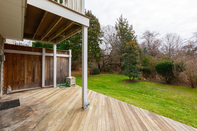 wooden deck with a lawn