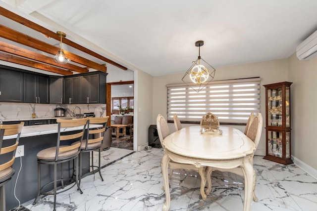 dining area with a wall mounted AC