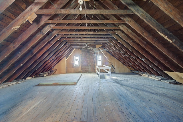 view of unfinished attic