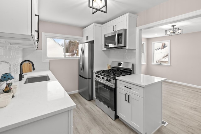 kitchen with white cabinetry, sink, decorative backsplash, and appliances with stainless steel finishes