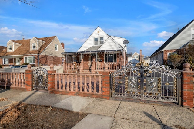 view of front of home with covered porch