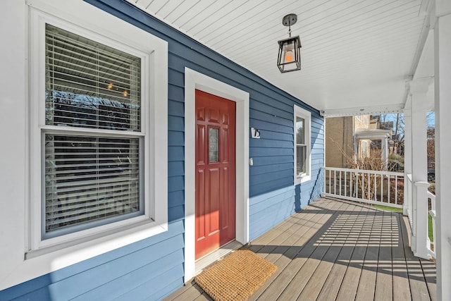 wooden deck with covered porch