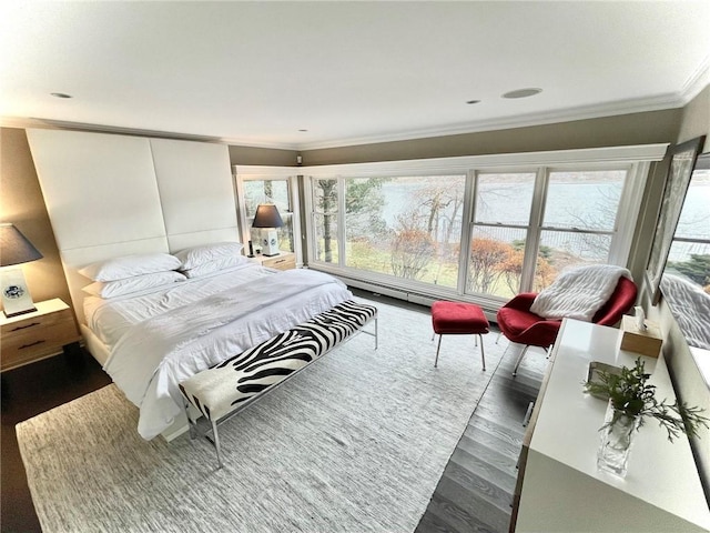 bedroom with ornamental molding