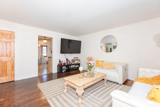 living room with hardwood / wood-style floors