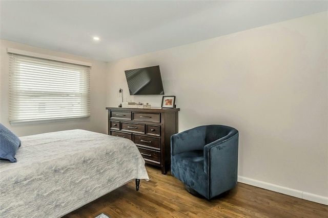 bedroom featuring dark wood-type flooring