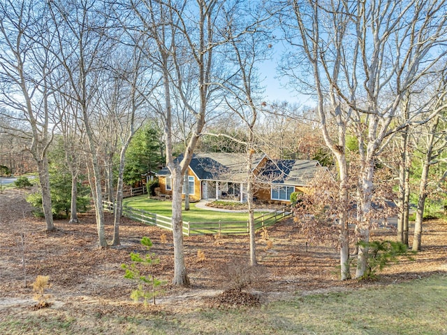 view of front of home with a front yard