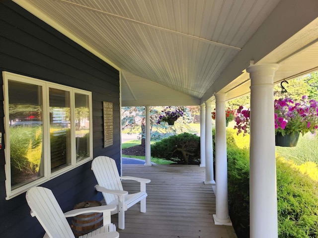 deck with a porch