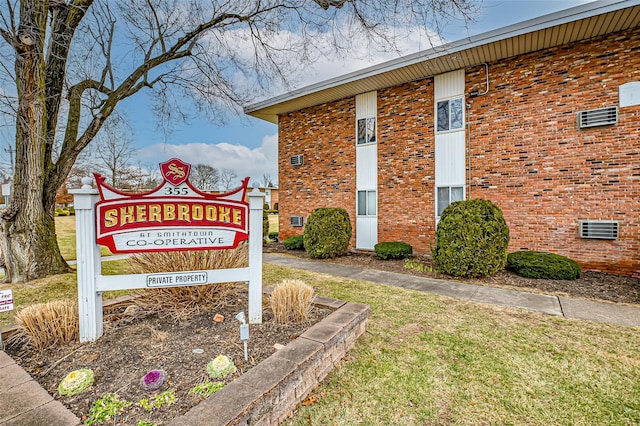 view of community sign