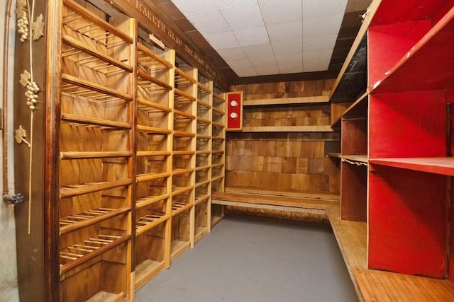 wine room with concrete flooring