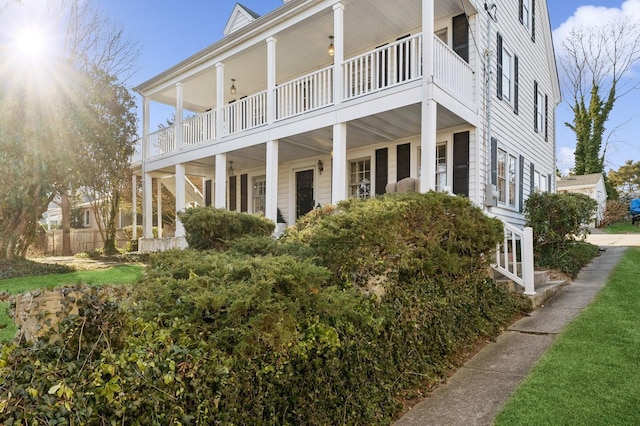 view of property exterior featuring a balcony