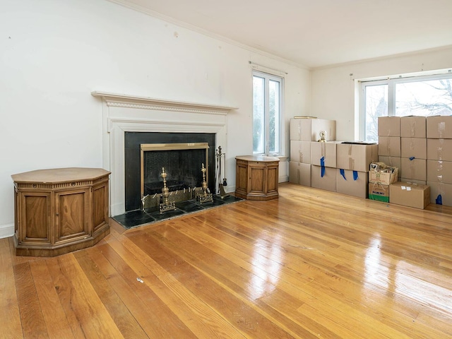 unfurnished living room featuring hardwood / wood-style flooring