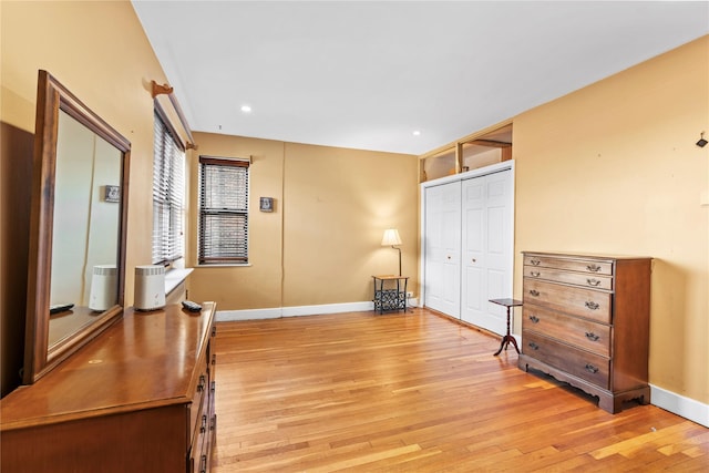 interior space with light hardwood / wood-style floors